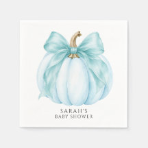 Süße blaue kleine Kürbis- und Schleifen-Baby-Party