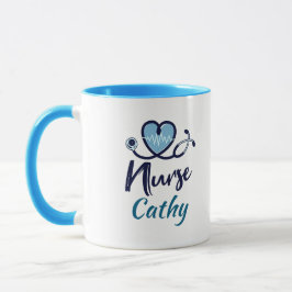 Süße blaue Krankenpfleger Herz Personalisieren Tasse