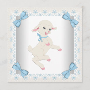 Süße blaue Lamm-Babyshower für Jungen Einladung