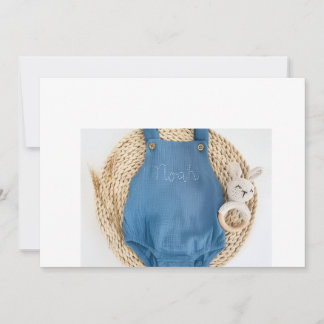 Süße blaue Overall-Druck Baby-Body – Neugeborene & Einladung