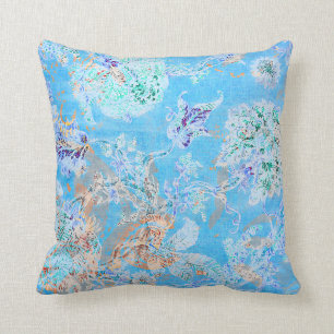 Süße blaue Pastellblumen Kissen