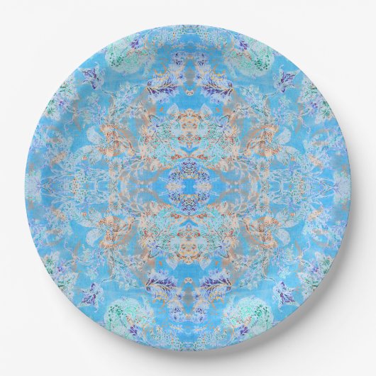 Süße blaue Pastellblumen Pappteller (Vorderseite)