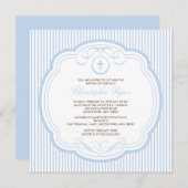 Süße blaue QuerBaby-Taufe Inviation Einladung (Vorne/Hinten)