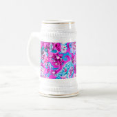 Süße blaue rosa Blumenmuster Bierglas (Vorderseite Links)