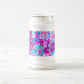Süße blaue rosa Blumenmuster Bierglas (Mittel)