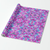 Süße blaue rosa Blumenmuster Geschenkpapier (Ungerollt)