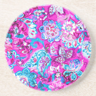 Süße blaue rosa Blumenmuster Getränkeuntersetzer