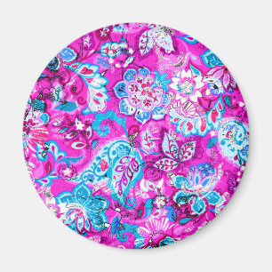 Süße blaue rosa Blumenmuster Magnet