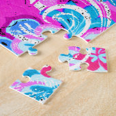 Süße blaue rosa Blumenmuster Puzzle (Seite)