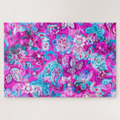 Süße blaue rosa Blumenmuster Puzzle (Horizontal)