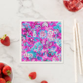 Süße blaue rosa Blumenmuster Serviette (Beispiel)