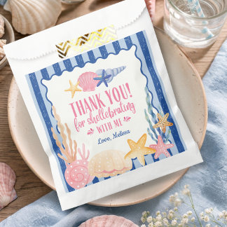 Süße Blaue Rosa Ozean Muschel Danke Geschenktütchen