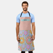 Süße blaue rosa Pastell-Donuts & Herzen Schürze (Getragen)