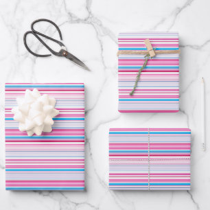 Süße blaue rosa Streifen Geschenkpapier Set