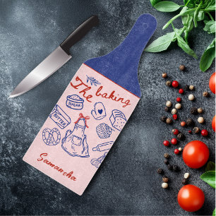 Süße blaue rote Back-Doodles auf individuellem Gla Schneidebrett