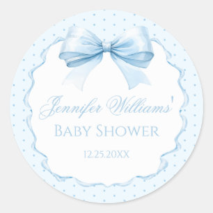 Süße blaue Schleifen-Baby-Junge-Shower-Dankeschön- Runder Aufkleber