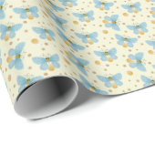 Süße blaue Schmetterlinge mit Champagnerglas Geschenkpapier (Rolleneckpunkt)