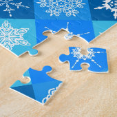 Süße blaue Schneeflockenmuster Design Puzzle (Seite)