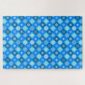 Süße blaue Schneeflockenmuster Design Puzzle (Horizontal)
