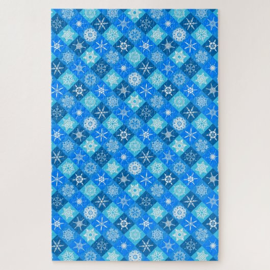 Süße blaue Schneeflockenmuster Design Puzzle (Vertikal)