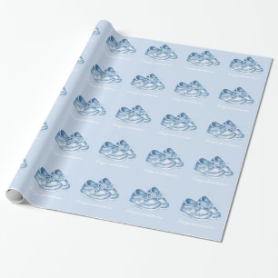 Süße blaue Schuhe Jungen Baby Shower Geschenkpapier