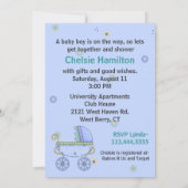 Süße blaue Spaziergänger-Baby-Duschen-Einladung Einladung (Rückseite)