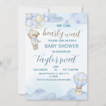Süße blaue Teddybär-Baby-Shower-Einladung