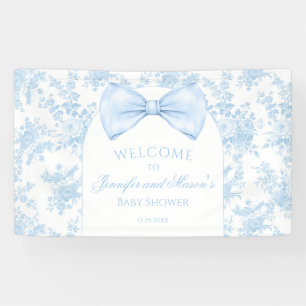 Süße blaue Toile-Schleife Baby-Shower-Willkommensb Banner