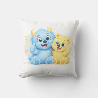 Süße blaue und gelbe Monster beste Freunde Kissen