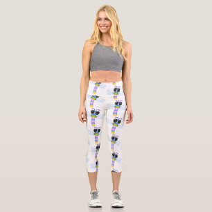Süße blaue und rosa Libellen-Cartoon-Illustration Capri Leggings
