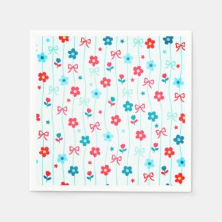 Süße blaue und rote florale Schleifenmuster patrio Serviette