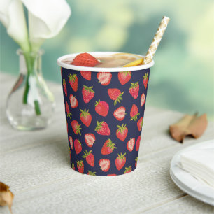 Süße blaue und rote Sommer-Erdbeer-Frucht-Papier-T Pappbecher