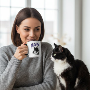 Süße blaue und schwarze Katzenmutter Personalisier Tasse