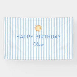 Süße blaue und weiße Streifen zum Geburtstag Banner