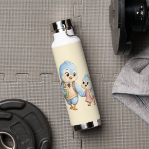 Süße blaue Vogel-Brüder Edelstahl-Wasserflasche Trinkflasche
