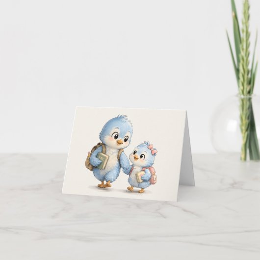 Süße Blaue Vogel-Geschwister Dankeskarten Dankeskarte (Vorderseite)
