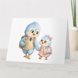 Süße Blaue Vogel-Geschwister-Grußkarte Dankeskarte