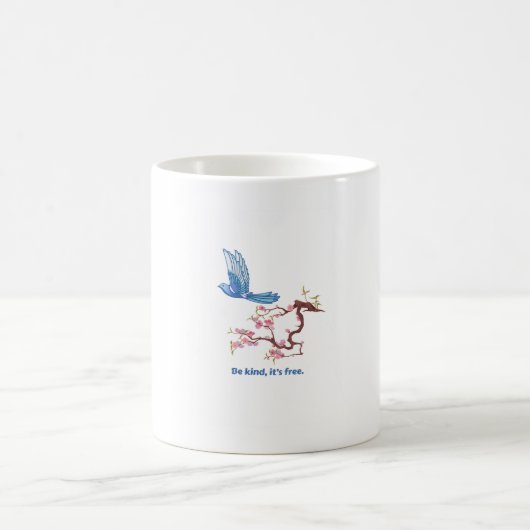 Süße Blaue Vogel Kirschblüte Sei Freundlich Es Ist Kaffeetasse (Mittel)