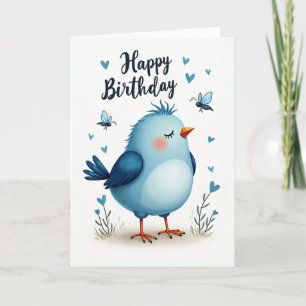 Süße Blaue Vogel-Kunstkarte Karte