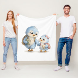 Süße blaue Vogelfamilie Soft-Wurfdecke Fleecedecke