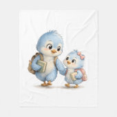 Süße blaue Vogelfamilie Soft-Wurfdecke Fleecedecke (Vorderseite)