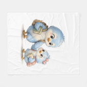 Süße blaue Vogelfamilie Soft-Wurfdecke Fleecedecke (Vorderseite (Horizontal))