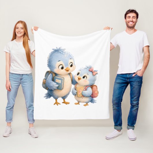 Süße Blaue Vogelgeschwister Fleece-Decke Fleecedecke (Beispiel)