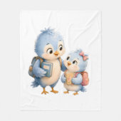 Süße Blaue Vogelgeschwister Fleece-Decke Fleecedecke (Vorderseite)