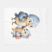 Süße Blaue Vogelgeschwister Fleece-Decke Fleecedecke (Vorderseite (Horizontal))