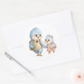 Süße blaue Vogelschwestern Rund Sticker (Umschlag)