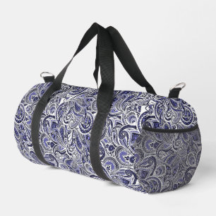 Süße blaue weiße Paisley-Muster-Design Duffle Bag