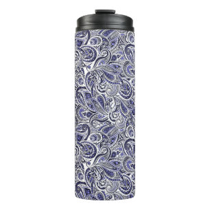 Süße blaue weiße Paisleymuster Design Thermosbecher