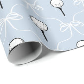 Süße blaue weiße Schleife Golf Muster Geschenkpapi Geschenkpapier (Rolleneckpunkt)