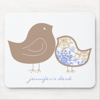 Süße blaue wunderliche niedliche Damast-Küken Mousepad